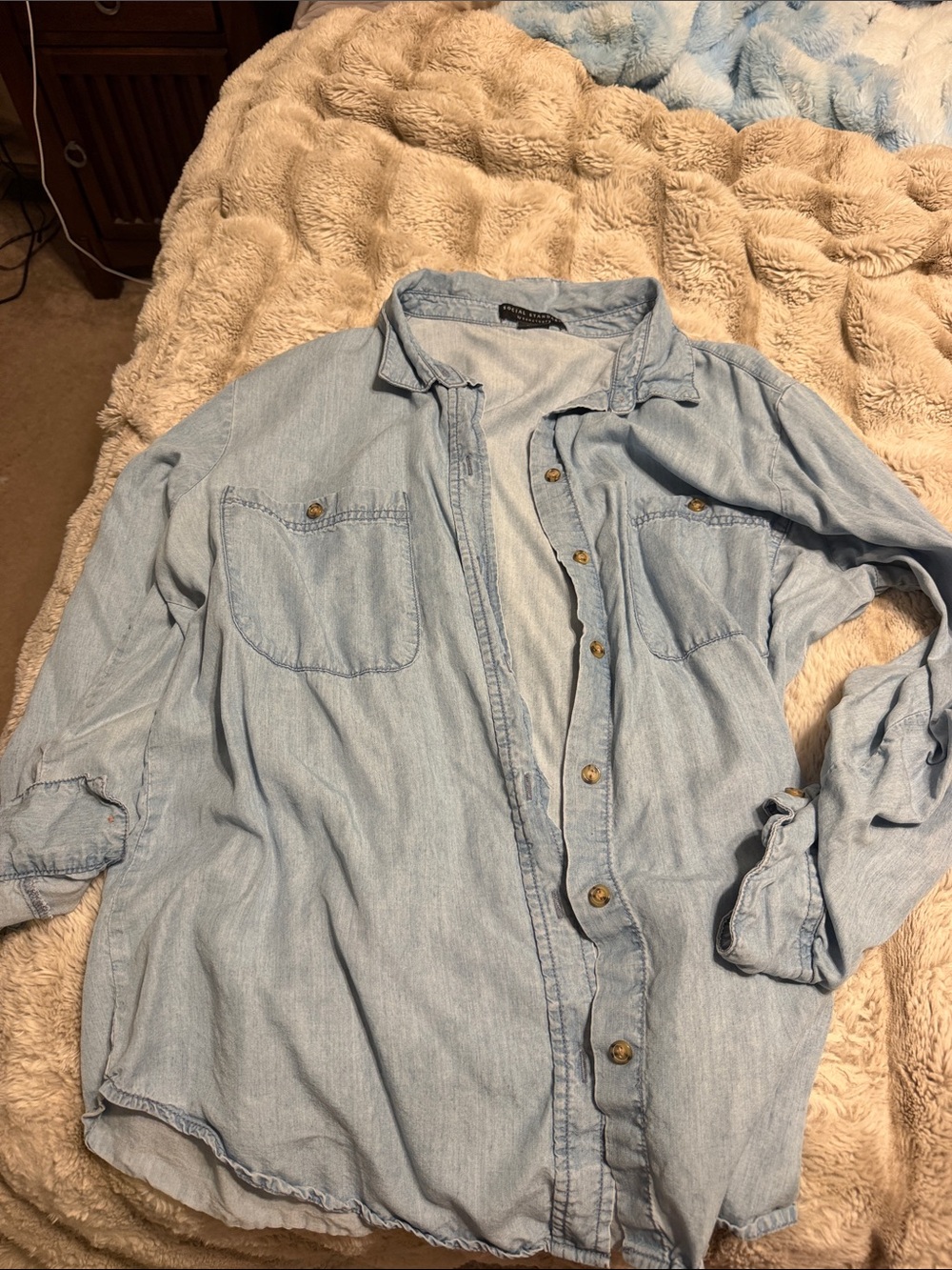 Social sanctuary Light Blue Denim Shirt - Casual Button-Up